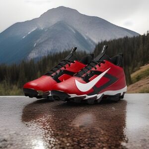 NIB Nike Alpha Menace 4 Shark Football Cleats MEN Sz 10 Red White Lace Up Cleat